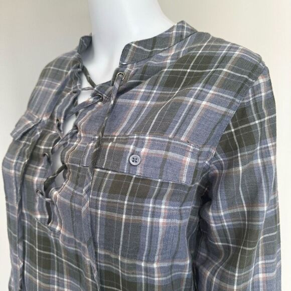 Triple Five Soul Plaid Lace Up Tunic Top - Picture 11 of 11